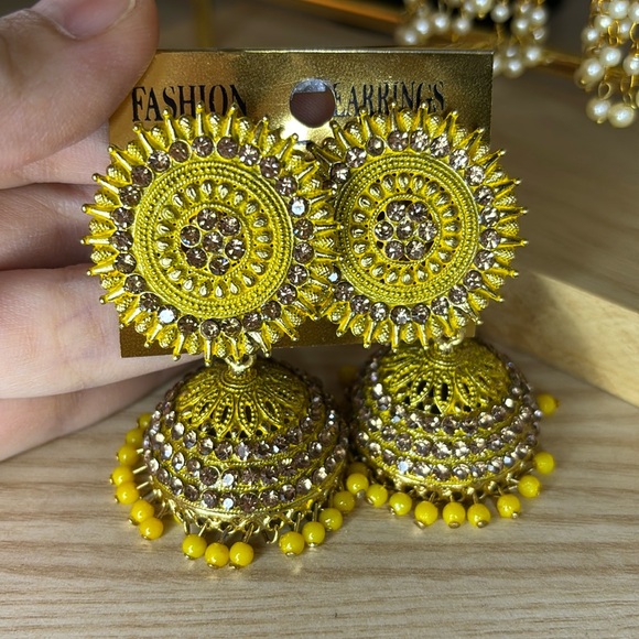 Jumka Yellow Earrings - Picture 1 of 1